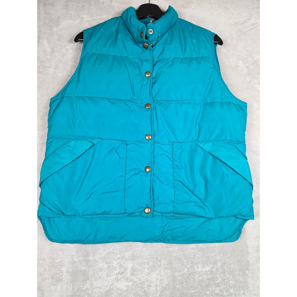 Vintage Woolrich Goose Down Puffer Vest Womens M Green Blue Made in USA *Read